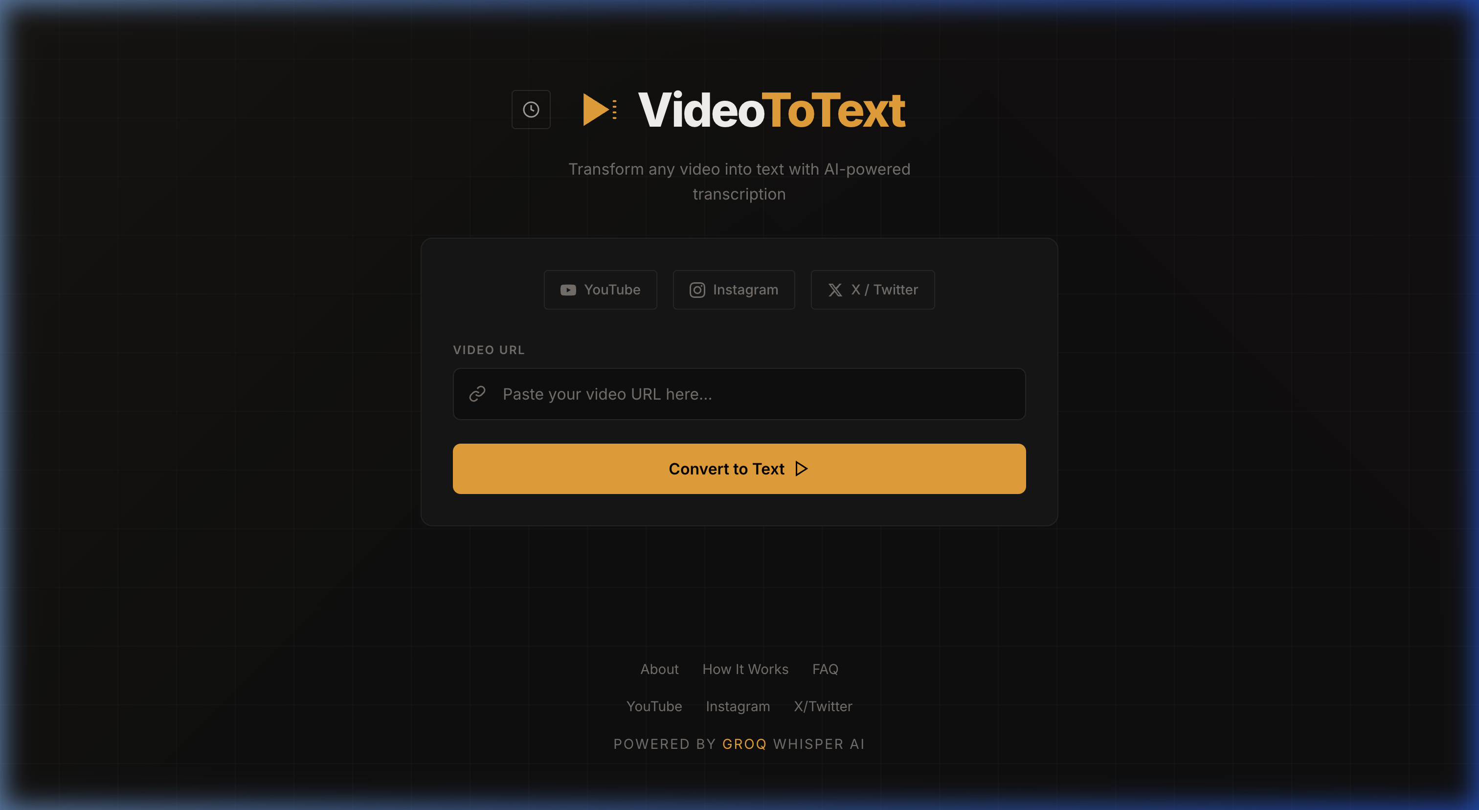 VideoToText — Homepage